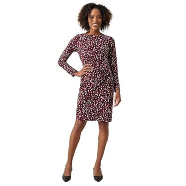 Imagem de Kasper Vestido feminino longo SLV Boat Nk plissado lateral, Preto Multi, G