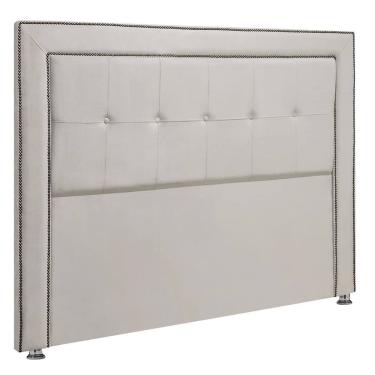 Imagem de Cabeceira Estofada para Cama Box Casal 140cm Ravena Veludo - SOFA STORE Cor:Veludo Bege Marfim