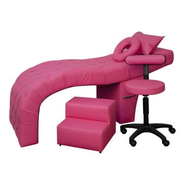 Imagem de Maca Estética Charme Para Cílios + Mocho + Escada Corino Pink