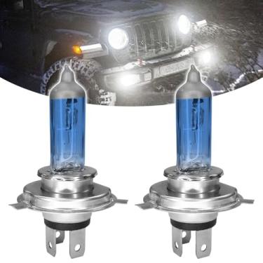 Imagem de SamWinGear Lâmpada de farol H4 H4 lâmpadas de cabeça de halogêneo, lâmpada de farol de halogêneo brilhante ultra branca 12V 100W farol alto farol baixo lâmpadas de neblina, lâmpada universal para a