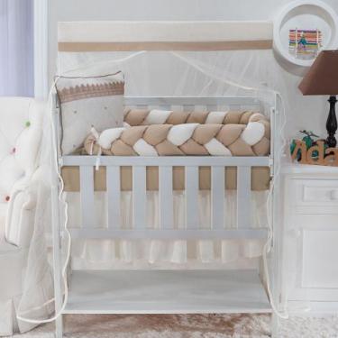 Imagem de kit para mini berço monrealle bege modelo trança com 8 peças em tecido