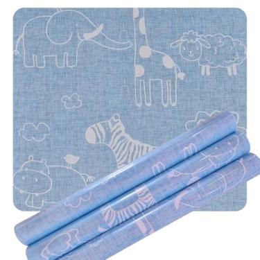 Imagem de Papel De Parede 5m Adesivo Quarto Decorativo Menina Bebê Baby Vinil Dercorado Menino Safari Bailarina Infantil Lavável Autocolante (Safari Azul)