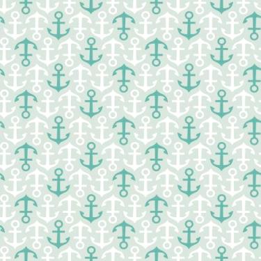 Imagem de Papel De Parede Adesivo Náutico Âncoras Verde Cor Pastel Marinheiro 5m