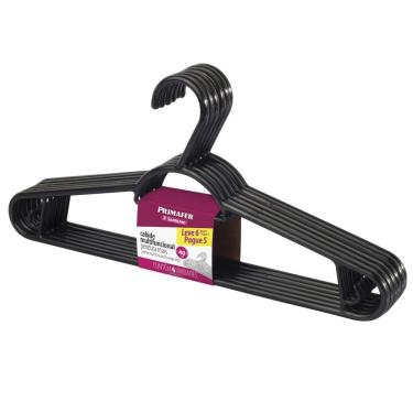Imagem de Cabide Pendura Mais De Plástico 6 Peças 40Cm Preto Sanremo
