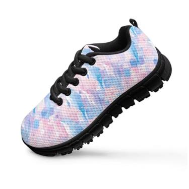 Imagem de GOSTONG Tênis esportivo de malha respirável para meninas, sola antiderrapante, para corrida, caminhada, crianças, pequenas/grandes, branca, tamanho 42-5, Dolphin Tie Dye, 16