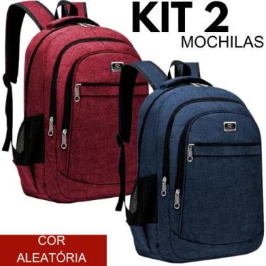 Imagem de Kit 2 Mochilas Bolsa Viagem Resistente Impermeável Coreana Masculina F