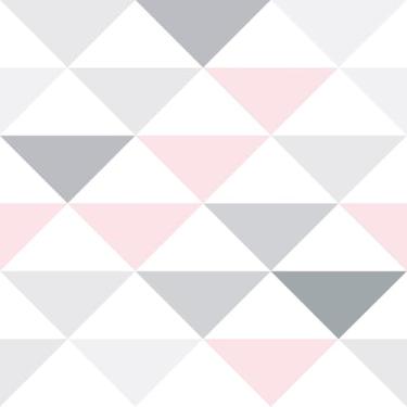 Imagem de Papel De Parede Adesivo Cinza Triangulo Rosa 5m