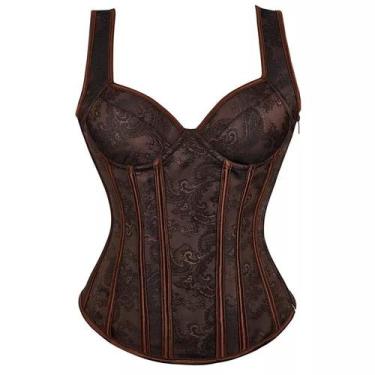 Imagem de Corpete Corset Espartilho Overbust Cores Alça Zíper Vintage - Modas Fa