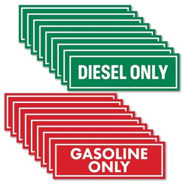 Imagem de Adesivos 18 peças somente diesel e gasolina para tanque de combustível | Decalques adesivos à prova de intempéries para caminhões, tratores, latas de combustível, tampas de gás