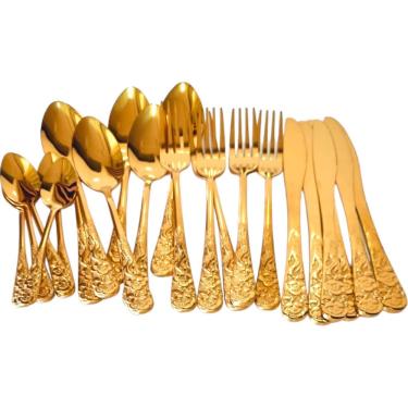 Imagem de Faqueiro Dourado de Luxo 24 Pçs - Inox