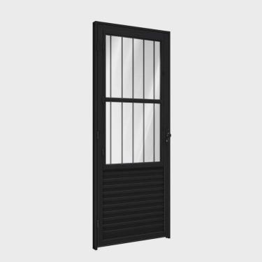Imagem de Porta de Alumínio de Giro com Postigo e Grade 215x85cm Riobras