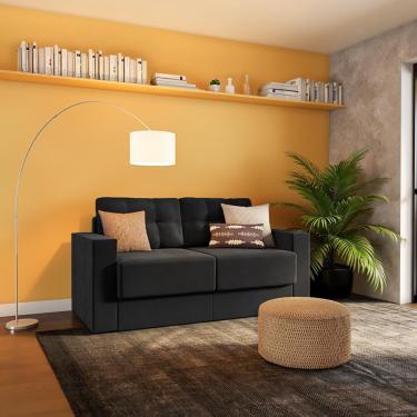 Imagem de Sofá 3 Lugares Retrátil Munique Suede Preto 180 cm