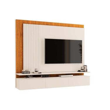 Imagem de Painel Ripado Para Sala Com Gaveta Ideal Para Tv 60 Istambul off White- Freijó