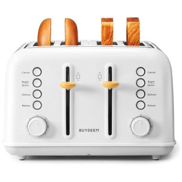 Imagem de Torradeira BUYDEEM DT640 4 Pães, Aberturas Largas, Inox, Alavanca Alta, Função Bagel e Muffin, Bandeja Removível, 7 Níveis de Tostagem