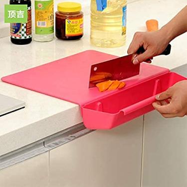 Imagem de Conjunto De Tábua De Corte Com Suporte De Comida Recipiente Bandeja Esteira Suporte De Armazenamento Livre De BPA Caixa Organizadora Removível Lixeira Coletor De Alimentos,Rosa,Collector88