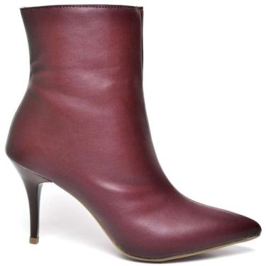 Imagem de Bota Cano Curto Feminino Salto Fino Médio Napa Marsala - Ellas Online,