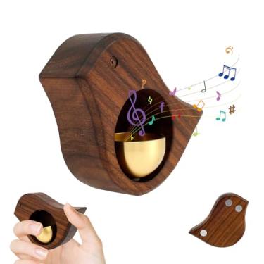 Imagem de Sino de lojista para abertura de porta campainha de porta em forma de pássaro som magnético nítido campainha de madeira campainha decorativa suspensa para portas, janelas, entrada e geladeira