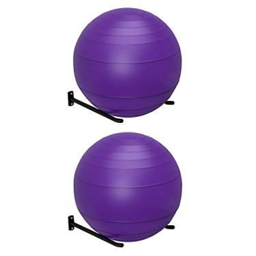 Imagem de Bola de ioga para exercícios em casa, academia, tapete de ioga, conjunto de 2 bolas de estabilidade para exercícios pesados, suporte multiuso para cadeira de escritório, para clube de fitness/estúdio