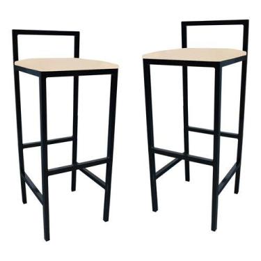 Imagem de Kit 2 Banqueta Alta Quadrada Industrial Cozinha Balcão Bar - Moveraço,