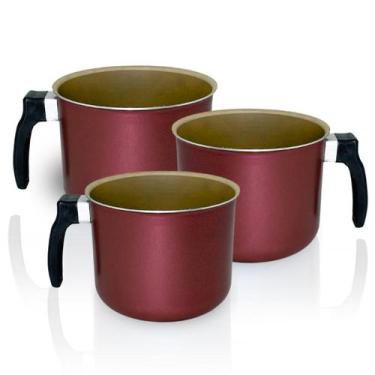 Imagem de Conjunto canecão leiteira fervedor antiaderente 3 peças alumínios port