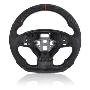 Imagem de EASSAFEX Volante Em Fibra De Carbono Real Para Chevrolet Corvette C7 2014-2018, Formato D, Com Fundo Plano, Empunhadura Couro Nappa Perfurado