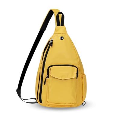Imagem de HAWEE Mochila tiracolo conversível para mulheres e homens, bolsa de ombro esquerdo e direito, impermeável, mochila para academia, Amarelo limão, F, Alça