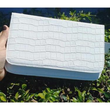 Imagem de bolsa alça de corrente luxo croco - sennamodas, Branco