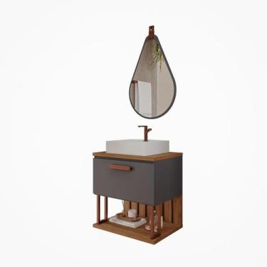 Imagem de Gabinete de Banheiro Duna 60 com Espelho Gota Titanium/Freijo - MGM