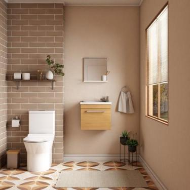 Imagem de Kit de Banheiro Montado em Madeira c/ Armário Espelho e Lavatório Jequ