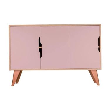 Imagem de Aparador Buffet com 3 Portas Murano Carvalho e Rosa Claro