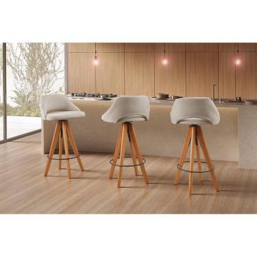 Imagem de Banqueta Nicole Giratória De Madeira Cor:linho Bege 103