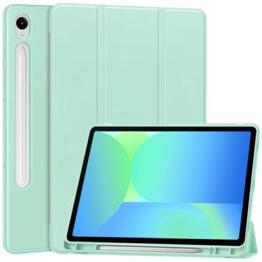Imagem de Capa fina compatível com tablet Samsung Galaxy TAB S10FE / S9FE, capa fina de TPU com suporte para lápis e capa à prova de choque(Light Green)