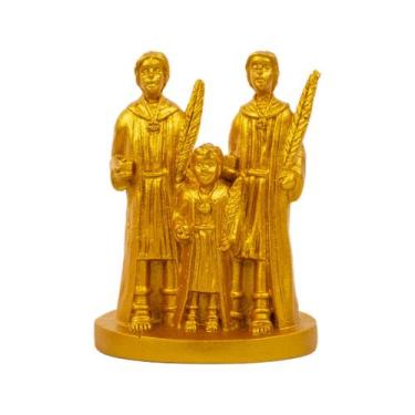 Imagem de Escultura Cosme e Damião e Doum Dourado 8,5 cm em Resina - Lua Mística