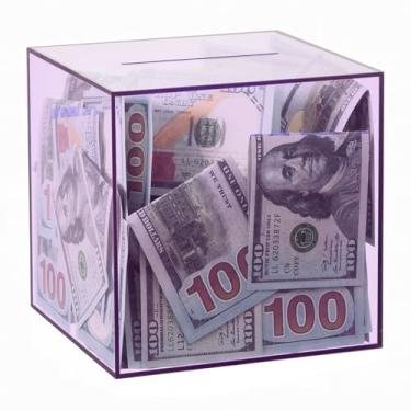 Imagem de Cofrinho transparente para adultos/crianças, caixa de dinheiro de acrílico para economia de moedas, deve quebrar para abrir, pote de economia de dinheiro para adultos, meninos, meninas, tamanho 12 cm