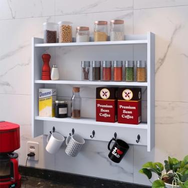 Imagem de Genérico, Armário Suspenso Suporte para Xícaras Cantinho do Café Organizador de Cozinha Amélia - Branco