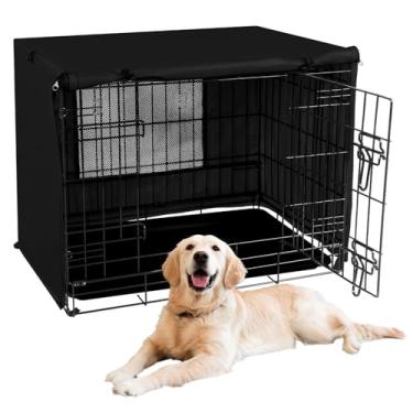 Imagem de X-ZONE PET Capa de gaiola de cachorro de 61 cm para uso interno/externo - capa de canil de poliéster resistente para gaiola preta