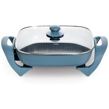 Imagem de Frigideira Elétrica COOK WITH COLOR 30cm x 42cm com Revestimento Cerâmico Antiaderente Livre de Substâncias Nocivas, 1400W, Tampa de Vidro,