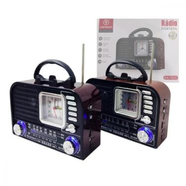 Imagem de Rádio Retro 3W Bluetooth 5.1 com Lanterna e Relógio Kapbom KA-7838 - e