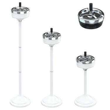 Imagem de RELIANCER Cinzeiro de chão com tampa giratória, bandeja de cinzas de cigarro ajustável de 40,6 a 80 cm, recipiente para charutos de aço inoxidável externo com base pesada, descarte de receptáculo de