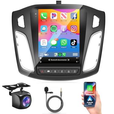 Imagem de Rádio veicular 6G + 128G Carplay para Ford Focus 2012-2018, Rimoody Android Estéreo GPS Navegação WiFi Android Auto Mirror Link 9,7'' Tela sensível ao toque Bluetooth FM/RDS SWC + Câmera de reserva