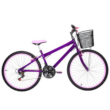 Imagem de Bicicleta Feminina Aro 26 Rbx Alumínio Colorido 18 Marchas Cor Violeta E Rosa