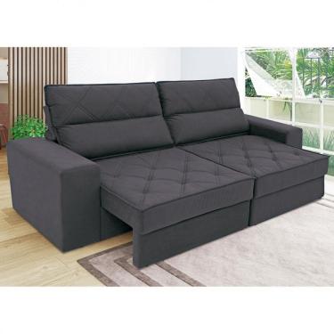 Imagem de Sofá 3 Lugares Fassatti Retrátil E Reclinável Em Suede Linoforte Grafite