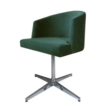 Imagem de Cadeira Poltrona Base Cromada Giratoria Estofada Arkadina Suede Verde