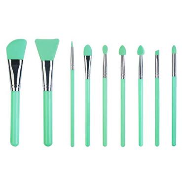 Imagem de LORMAY Conjunto De Pincéis Silicone Com 9 Peças. Aplicadores Para Máscara Facial, Delineador, Sobrancelha, Sombra E Maquiagem Labial. Kit Artesanato Em Resina Epóxi Uv (Verde Menta).
