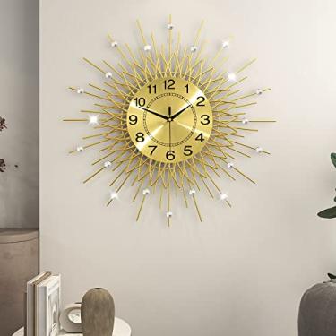 Imagem de JTWALCLOCK Relógio De Parede Grande Para Decoração Sala Estar, Grande, Moderno, Cristal Dourado, Silencioso, Operado Por Bateria, Anti-Tique-Taque, Metal, Relógios Decorativos Exclusivos, Quarto, Co