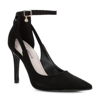 Imagem de Scarpin Bebecê Fivela Pingente Pedraria Salto Alto Fino Preto - Femini