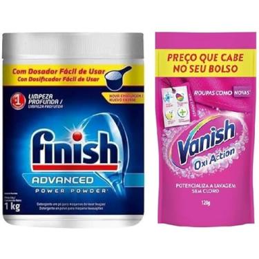 Imagem de Lava Louças 1Kg, Finish + Vanish roupas coloridas pó 120g