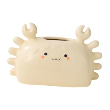 Imagem de ＫＬＫＣＭＳ Caixa de lenços de cerâmica, enfeite de mesa, decoração para casa, dispensador de lenços faciais, porta-guardanapos de caranguejos fofos para hotel de