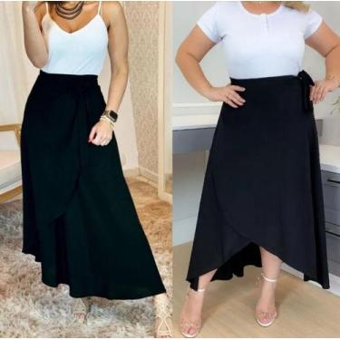 Imagem de Saia Envelope Plus Size Extragrande G1 G2 G3 Moda Verão, Preto