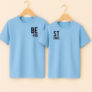 Imagem de Camiseta Algodão Amizade Estampa Best Friends Metadinha Frase Completa